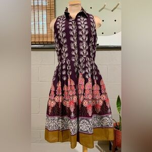 Coldwater Creek Brown and Gold Floral Midi Dress